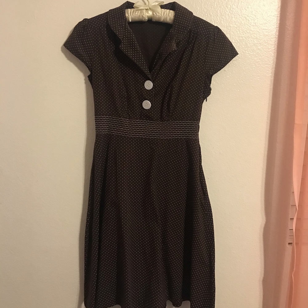 Vintage style Polka Dot Brown dress